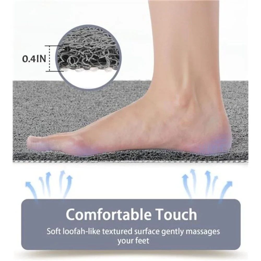 Non Slip Shower Mat 16x24 Bathroom Bathtub Anti Slip Loofah Foot Scrubber